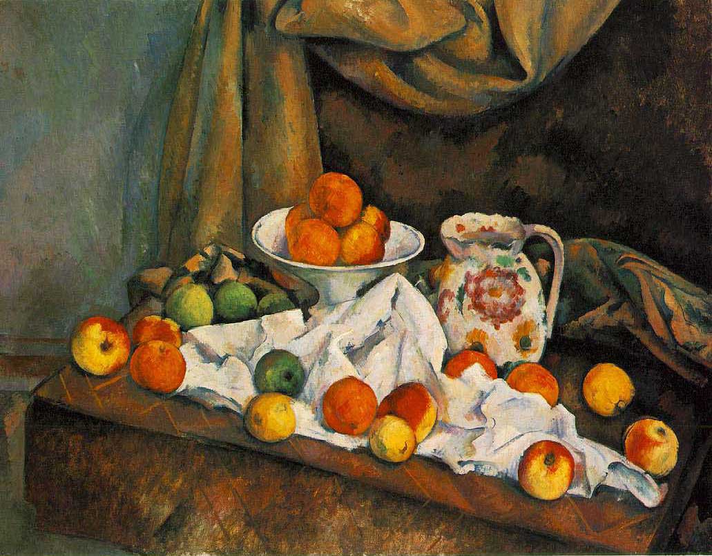 Paul Cézanne - Fruchtschale, Krug und Früchte (Nature morte)
