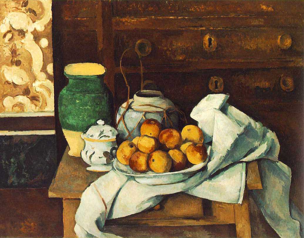 Paul Cézanne -  Stilleben mit Komode (1883-87) - Öl auf Leinwand - 73x92 cm - Bayerische Staatsgemäldesammlungen, München