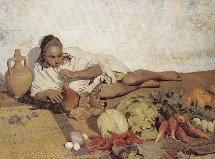 Jules Girardet - Auf dem Markt (1878) - Öl auf Leinwand - 73x94cm - Private Sammlung