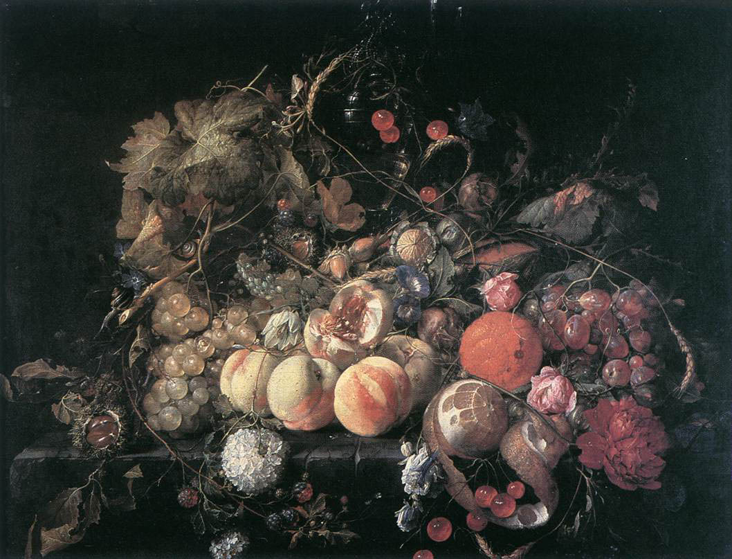 Cornelis de Heem - Stilleben mit Blumen und Früchten - Öl auf Leinwand - 56x74 cm - Museum voor Schone Kunsten, Ghent