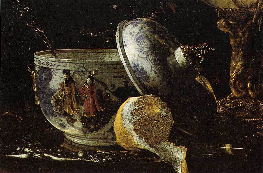 Willem Kalf - Detail aus Stilleben mit Nautilusbecher (1662) - Öl auf Leinwand - 79x67 cm - Thyssen-Bornemisza Collection, Madrid