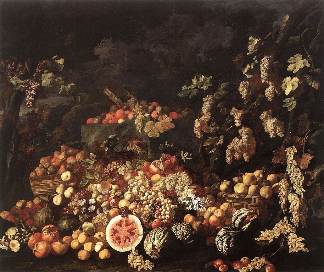 Giuseppe Recco - Stilleben mit Früchten und Blumen (ca. 1670) - Öl auf Leinwand - 255x301 cm - Galleria Nazionale di Capodimonte, Neapel
