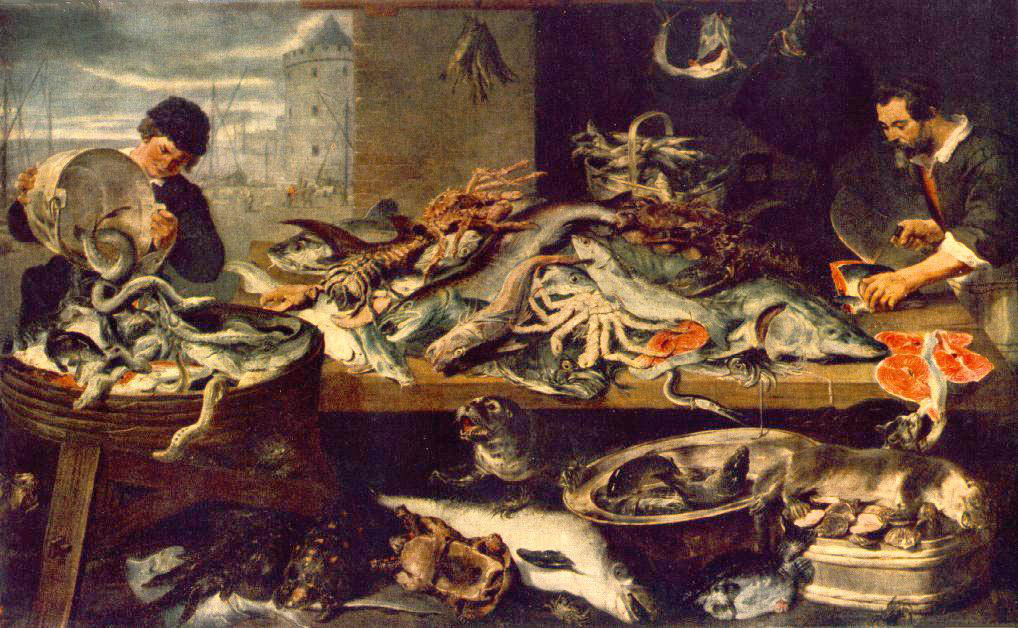 Frans Snyders - Fish Shop - Oil on Canvas - 211x340 cm - Hermitage, St. Petersburg