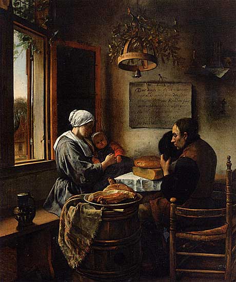 Jan Steen - The Prayer before the Meal - 1660 - Oil on Panel - Sudley Castle, Gloucestershire England