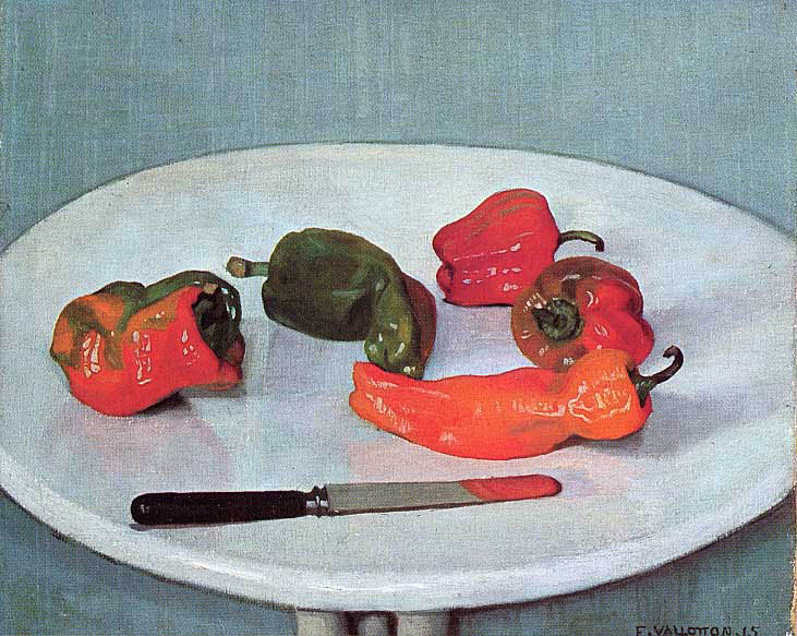 Felix Vallotton - Rote Pfefferfrüchte auf rundem, weisslackiertem Tisch (1915) - Öl auf Leinwand - 46x55 cm - Kunstmuseum Solothurn