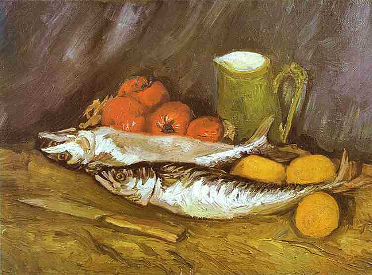 Vincent van Gogh - Stilleben mit Makrelen, Zitronen und Tomaten (1886) - Öl auf Leinwand - Oscar Reinhart Collection, Winterthur