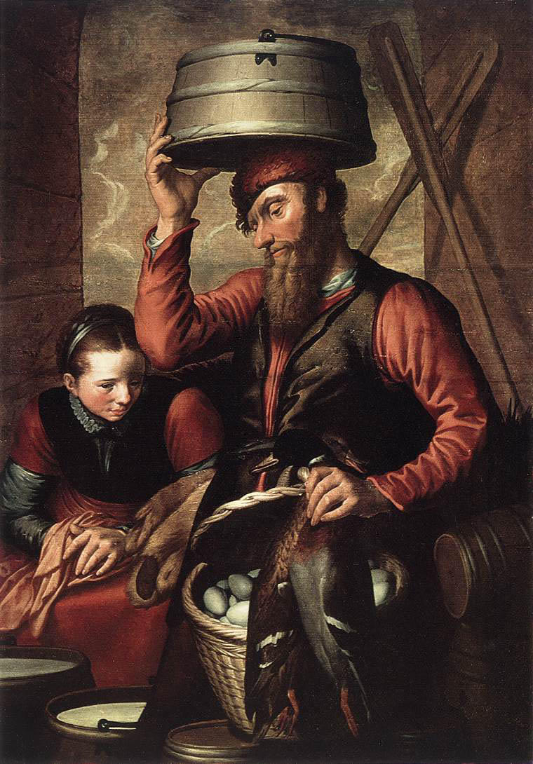 Pieter Aertsen - Vendor of Fowl - Oil on Panel - 137x95 cm - The Hermitage, St. Petersburg