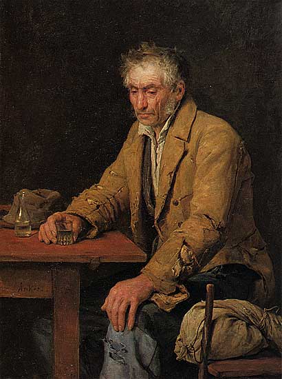 Albert Anker - Der Trinker - um 1868 - Öl auf Leinwand - 69x50 cm, Kunstmuseum, Bern