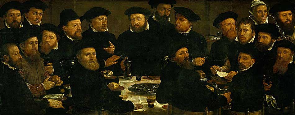 Dirck Barendsz - Banquet of 18 Guardsmen - 1566 - Oil on Panel - 120x295 cm - Rijksmuseum, Amsterdam