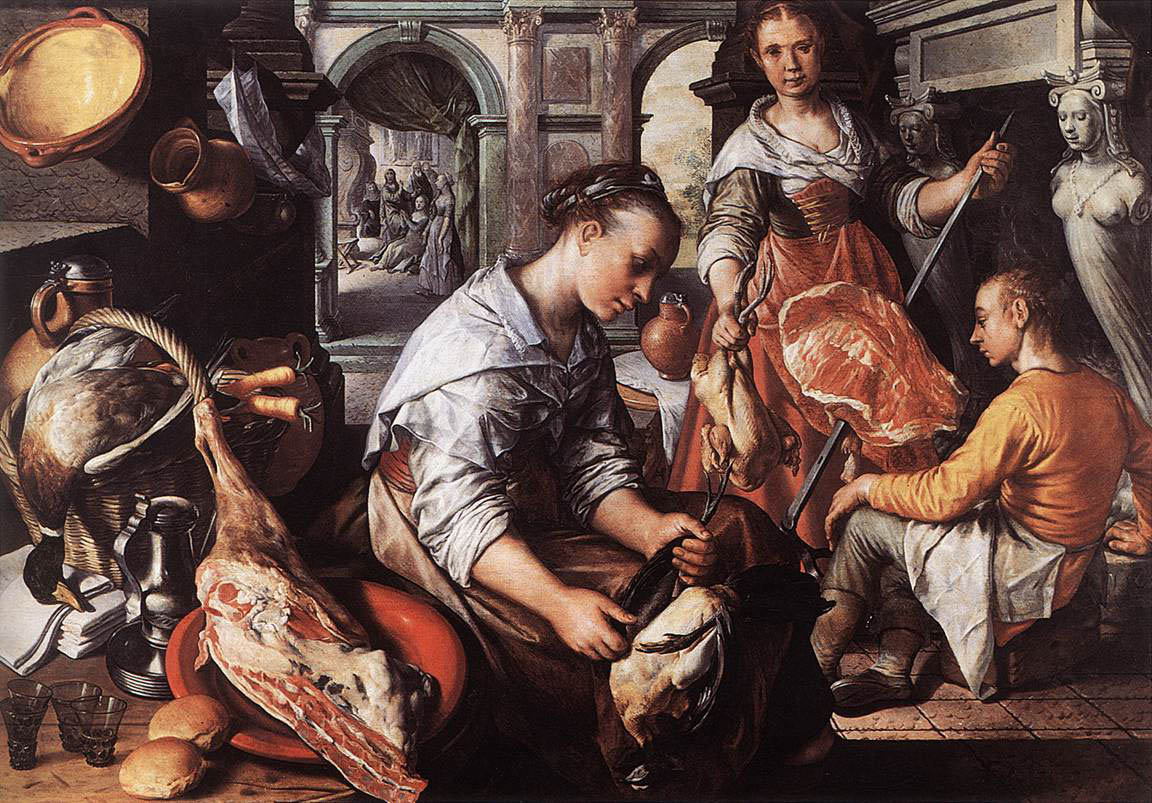 Joachim Beuckelaer - Christ in the House of Martha and Mary - 1565 - Oil on Oak - 113x163 cm - Musées Royaux des Beaux-Arts, Brüssel