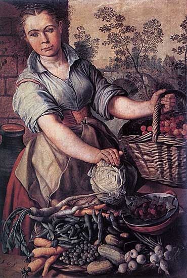 Joachim Beuckelaer - Vegetable Seller - undatiert - Oil on Wood - 111x82 cm - Museum Mayer van den Bergh, Antwerpen