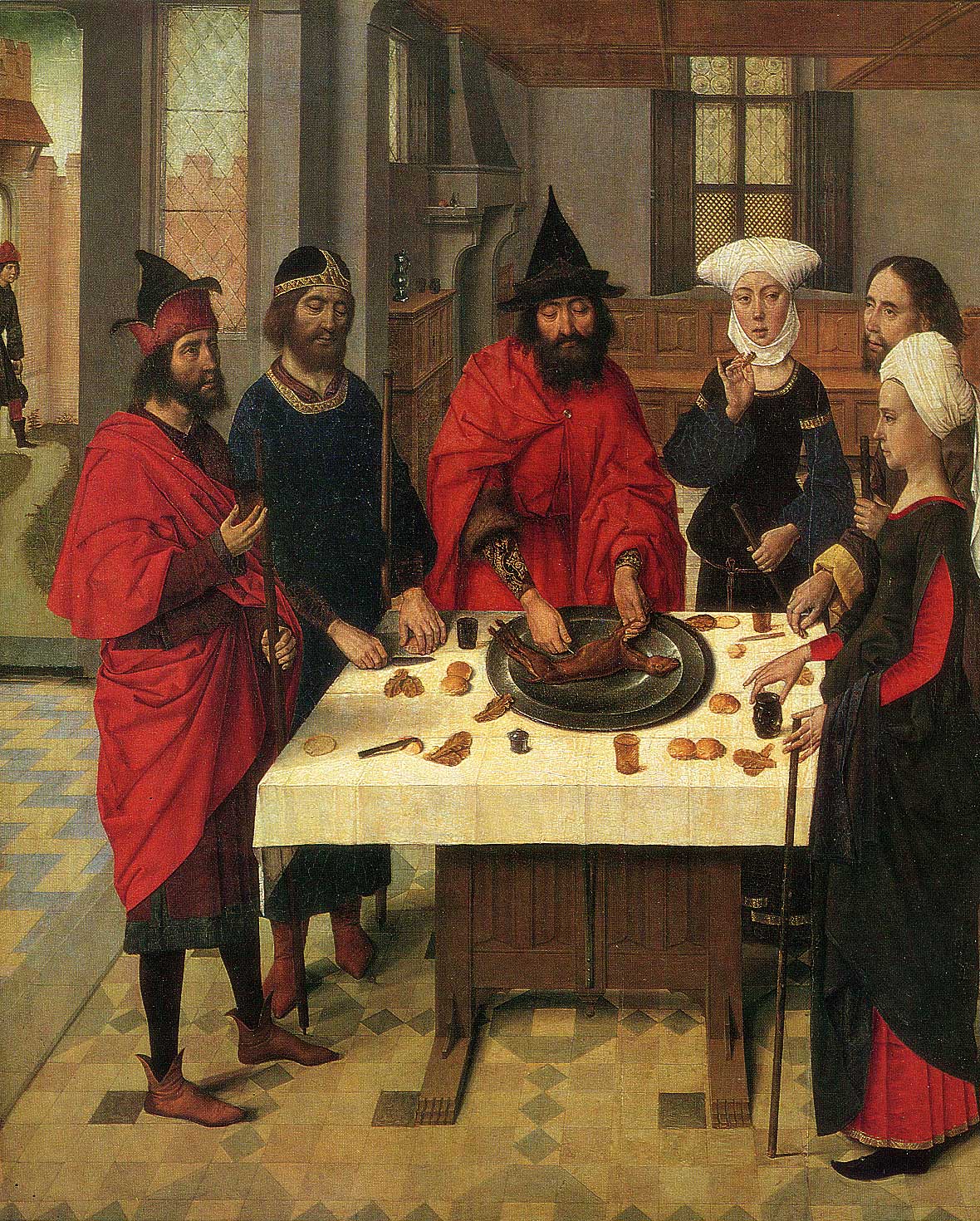 Dirk Bouts (Der Ältere) - Passahmahl (Flügel des Abendmahls-Altar) - nach 1464 - Öl auf Tafel - 88x71 cm - S. Pierre, Löwen