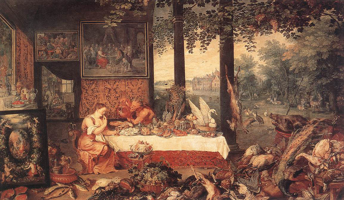 Jan Brueghel the Elder - The Sense of Taste - 1618 - Oil on Panel - 64x108 cm - Museo del Prado, Madrid