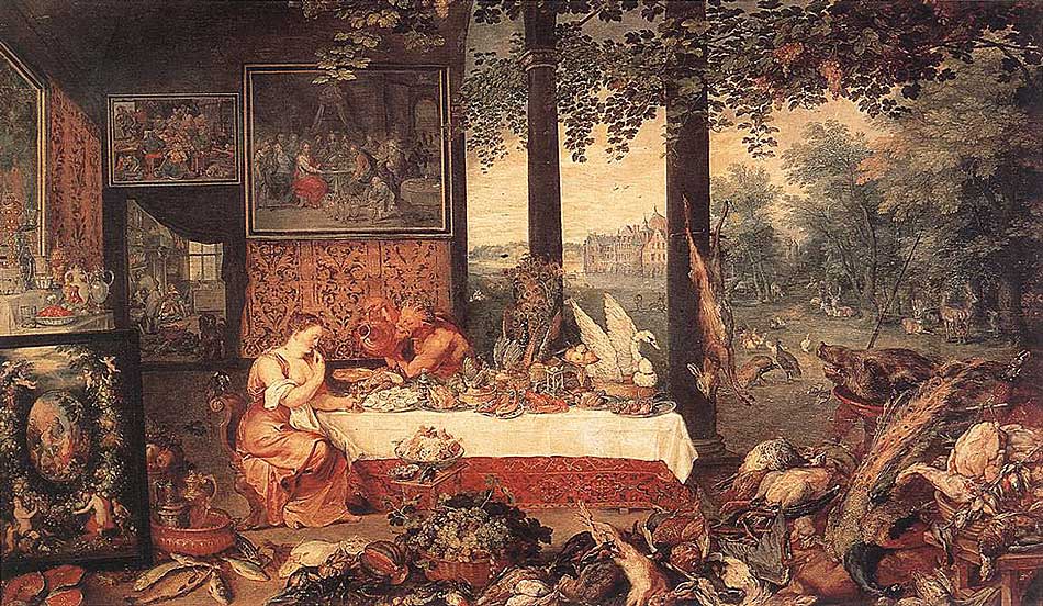 Jan Brueghel the Elder - The Sense of Taste - 1618 - Oil on Panel - 64x108 cm - Museo del Prado, Madrid