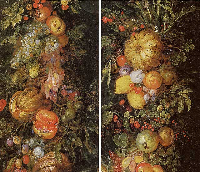 Jan Brueghel der Ältere - Engel und Fruchtgirlande (Detail) (1619) - Öl auf Holz - 25x21 cm