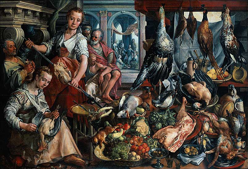 Joachim Bueckelaer - The Well Stocked Kitchen - 1566 - Oil on Panel - 171x205 cm - Rijksmuseum, Amsterdam