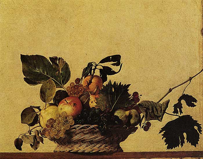 Michelangelo Caravaggio - Fruchtkorb (1597) - Öl auf Leinwand - 31x47 cm - Pinacoteca Ambrosiniana, Mailand