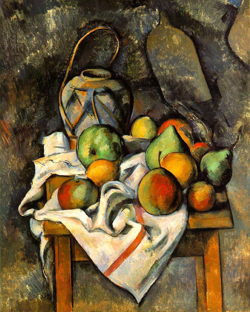 Paul Cézanne - Le vase paillé (Ginger Jar and Fruit) (ca. 1895) - Öl auf Leinwand - 73x60 cm - The Barnes Foundation, Merion Pennsylvania