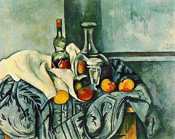 Paul Cézanne - Stilleben mit Pefferminzflasche (1890-94) - Öl auf Leinwand - 65x81 cm - National Gallery of Art, Washington DC