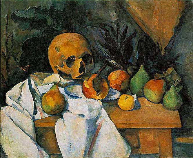 Paul Cézanne - Stilleben mit Schädel (Nature morte au crane) (1895-1900) - Öl auf Leinwand - 54x 65 cm - The Barnes Foundation, Merion Pennsylvania