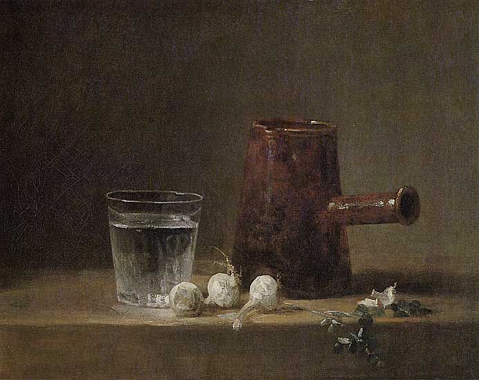 Jean-Baptiste-Siméon Chardin - Wasserglas mit Krug (ca. 1760) - Öl auf Leinwand - 33x41 cm - Museum of Art, Carnegie Institute, Pittsburgh