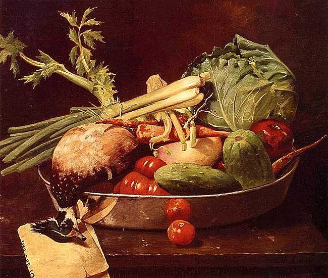 William Merritt Chase - Stilleben mit Gemüse (1870) - Öl auf Leinwand