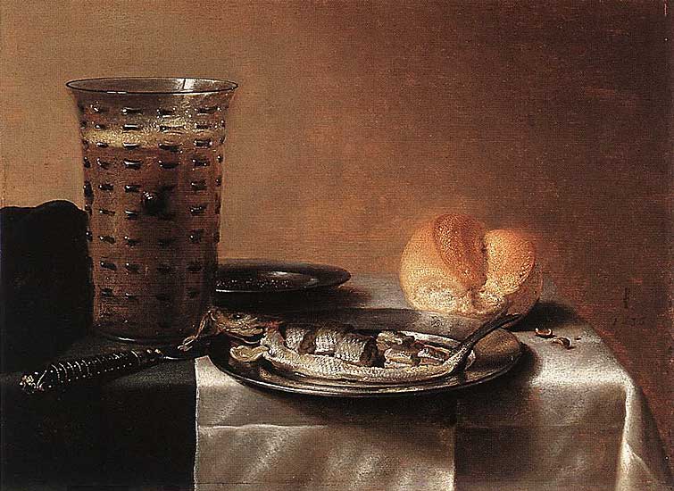 Pieter Claesz - Stilleben mit Hering (1636) - Öl auf Holz - 36x46 cm - Museum Boymans-van Beuningen, Rotterdam