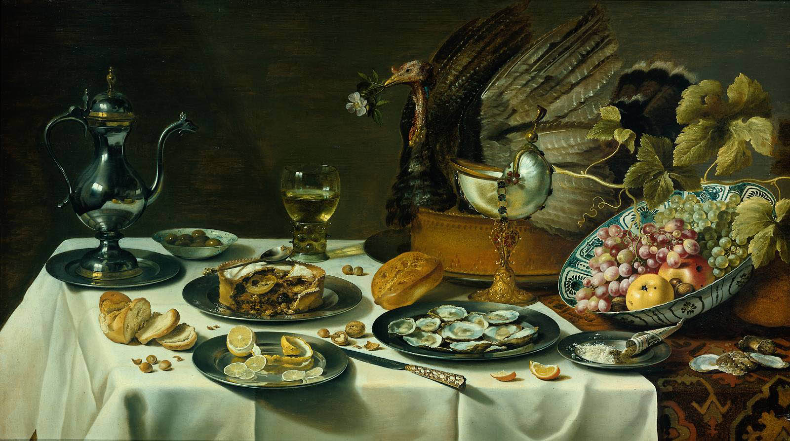 Pieter Claesz - Stilleben mit Truthahn (1627) - Öl auf Holz - 75x132 cm - Rijksmuseum, Amsterdam