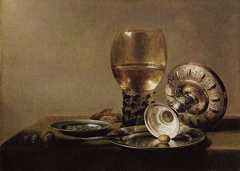 Pieter Claesz - Stilleben mit Römer und Silberschale (undat) - Öl auf Holz - 42x59 cm Staatliche Museen Berlin