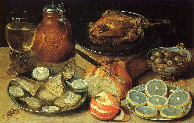 Georg Flegel - Grosses Essen (1638) - Öl auf Kupfer - 30x46 cm - Nat. Gallery, Prague