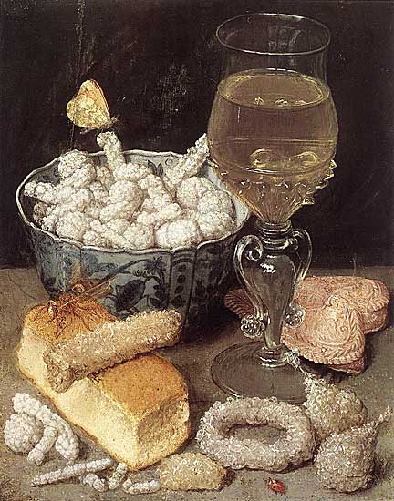 Georg Flegel - Stilleben mit Brot und Konfekt (undated) - Öl auf Holz - 22x17 cm - Staedelsches Kunstinstitut, Frankfurt