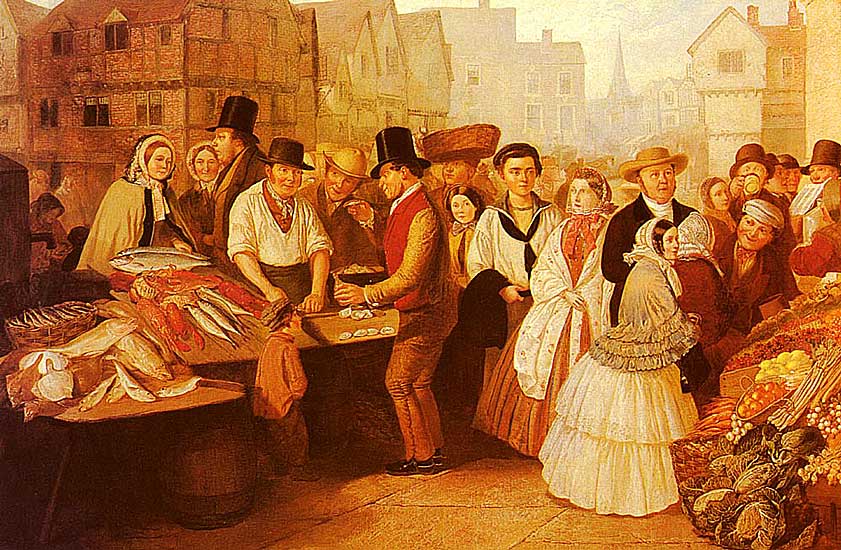 Alfred H. Green - Ein geschäftiger Markt - Öl auf Leinwand - 92x137 cm - Private Sammlung