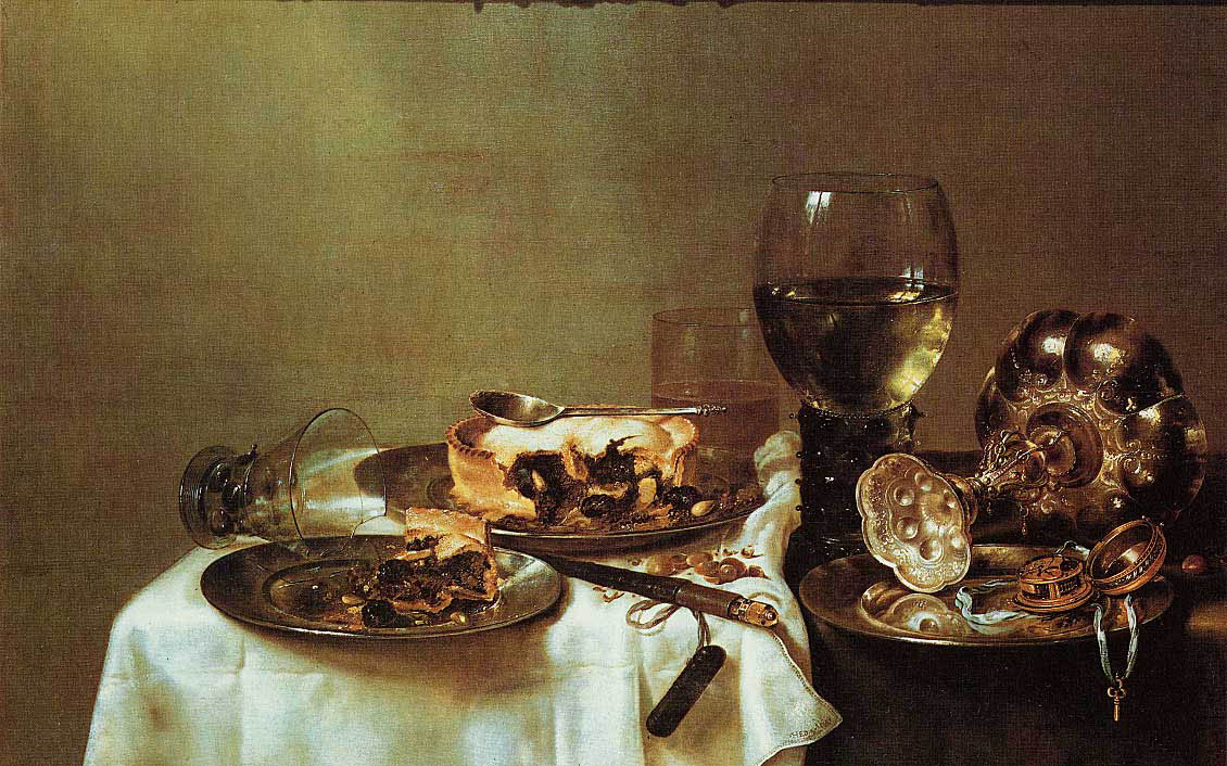 Willem Claesz Heda - Frühstückstisch mit Brombeer-Pie (1631) - Öl auf Holz - 54x82 cm - Gemäldegalerie, Dresden