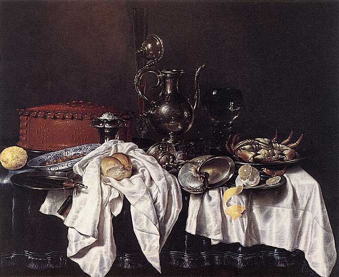 Willem Claesz Heda - Stilleben mit Pie, Silber und Krabbe (1658) - Öl auf Leinwand - Frans Halsmuseum, Haarlem