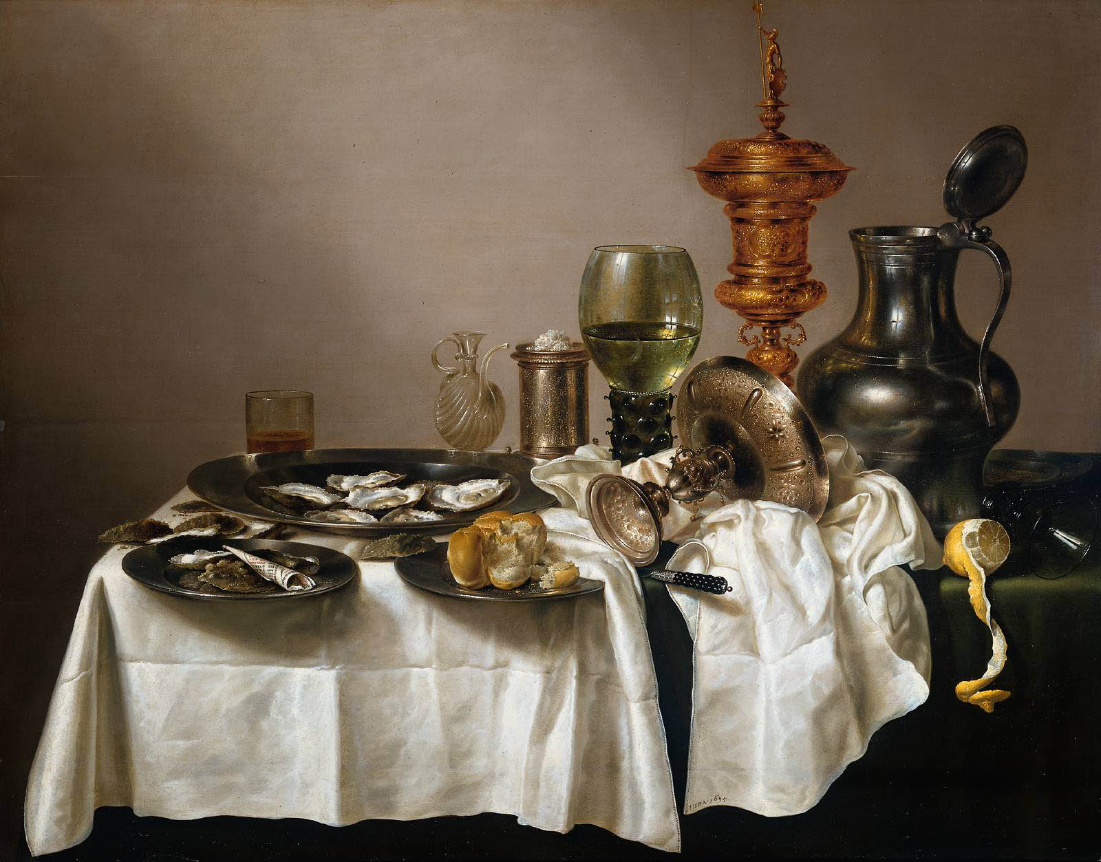 Willem Claesz Heda - Stilleben mit vergoldeter Schale (1635) - Öl auf Holz - 88x113 cm - Rijksmuseum, Amsterdam