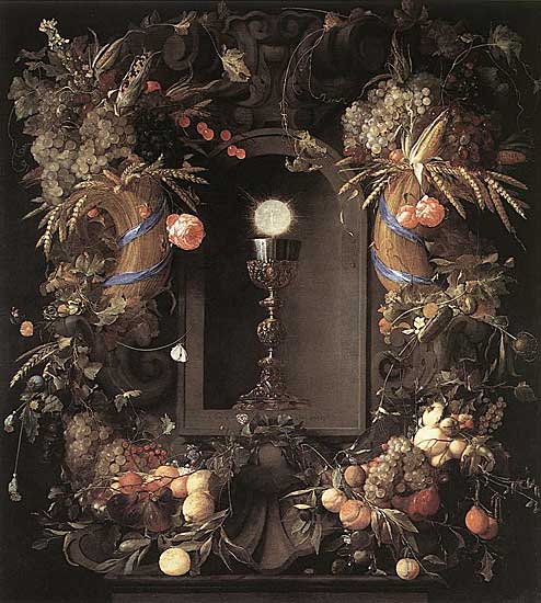 Jan Davidsz Heem - Eucharist in Fruit Wreath - 1648 - Oil on Canvas - 138x126 cm - Kunsthistorisches Museum, Wien