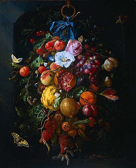 Jan Davidsz Heem - Fruchtgehänge (17. Jht) - Öl auf Leinwand - 64x60 cm - Rijksmuseum, Amsterdam