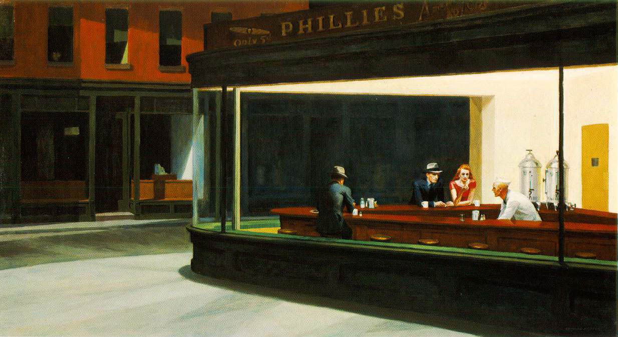 Edward Hopper - Nighthawks - 1942 - Oil on canvas - 76x152 cm - The Art Institute of Chicago