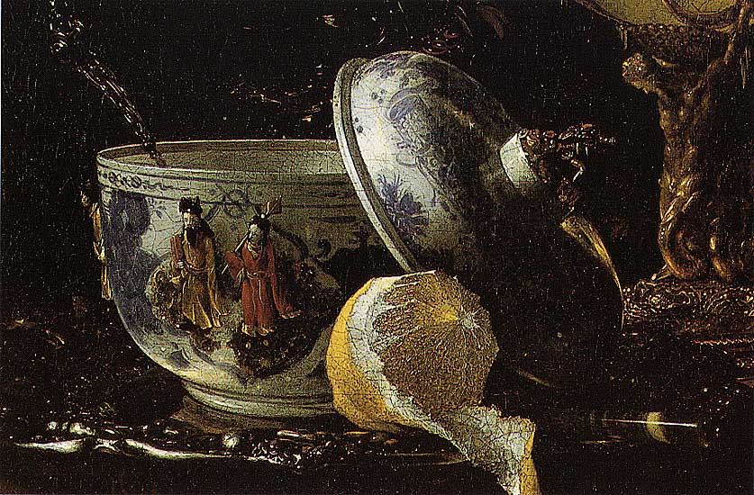 Willem Kalf - Detail aus Stilleben mit Nautilusbecher (1662) - Öl auf Leinwand - 79x67 cm - Thyssen-Bornemisza Collection, Madrid