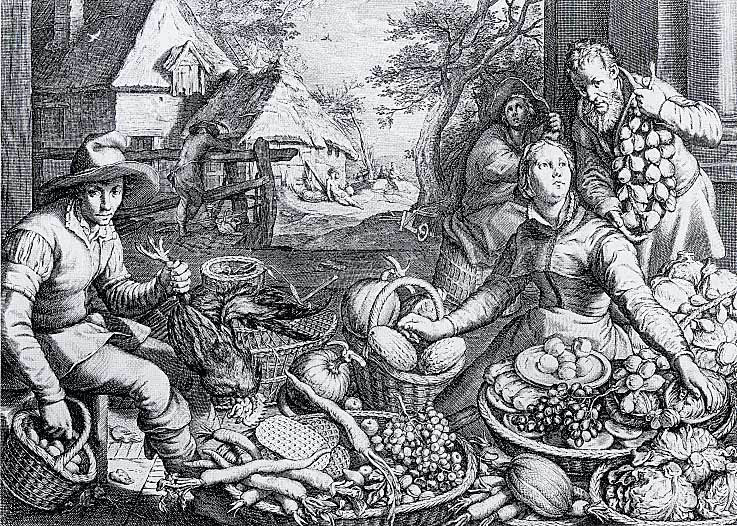 Jacob Matham - Marktszene (1603) -Stich 24x32 cm