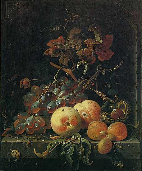 Abraham Mignon - Stilleben mit Früchten (nach 1660) - Öl auf Holz - 40x33 cm - Staatliche Kunsthalle, Karlsruhe