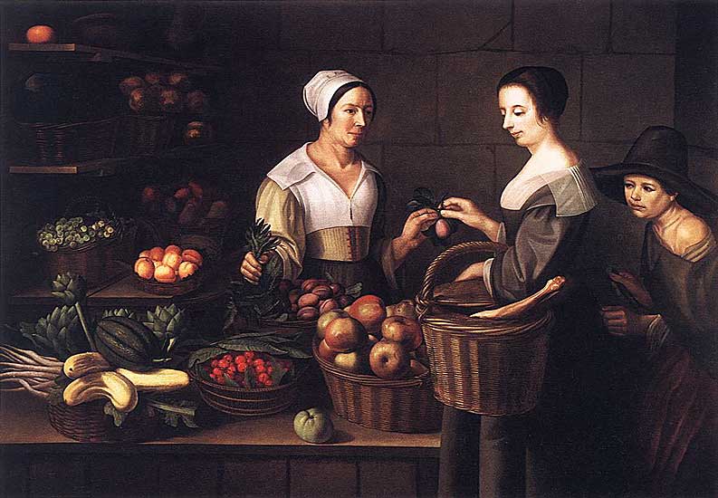 Louise Moillon - Market Scene with Pick-pocket - Oil on Canvas - 116x166 cm - Private Collection