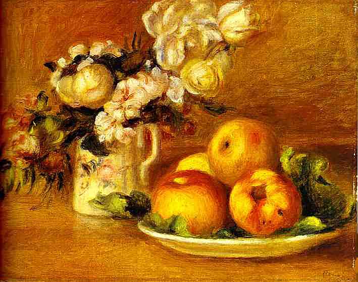 Pierre-Auguste Renoir - Les pommes et fleurs (ca. 1895-96) - Öl auf Leinwand - L'Hermitage, St. Petersburg