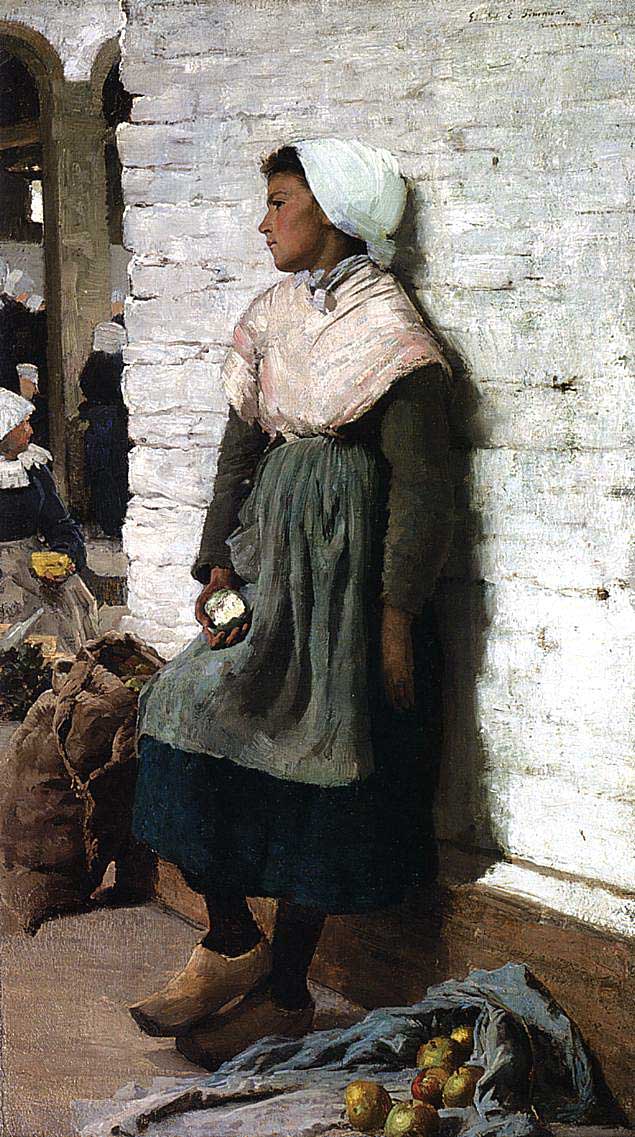 Edward E. Simmons - Eine Ecke des Marktes (1883) - Öl auf Leinwand - 83x48cm - Private Sammlung