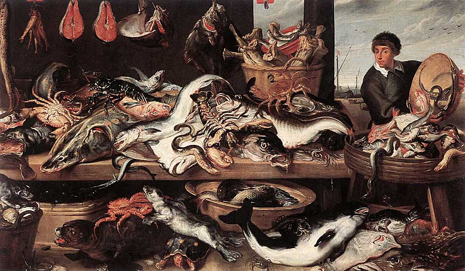 Frans Snyders - Fishmonger's - Oil on Canvas - 202x337 cm - Koninklijk Museum voor Schone Kunsten, Antwerpen