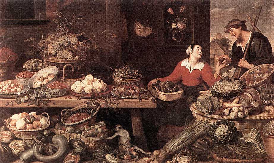 Frans Snyders - Fruit and Vegetable Stall - Oil on Canvas - 201x333 cm - Alte Pinakothek, München