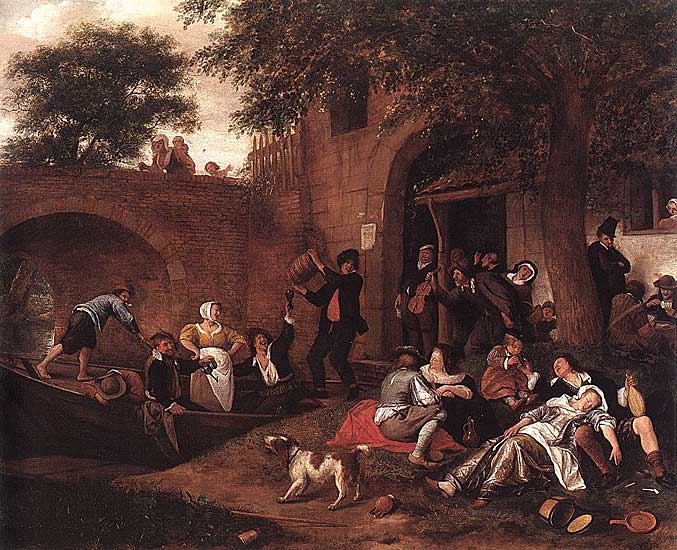 Jan Steen - Leaving the Tavern - Oil on canvas - Staatsgalerie, Stuttgart