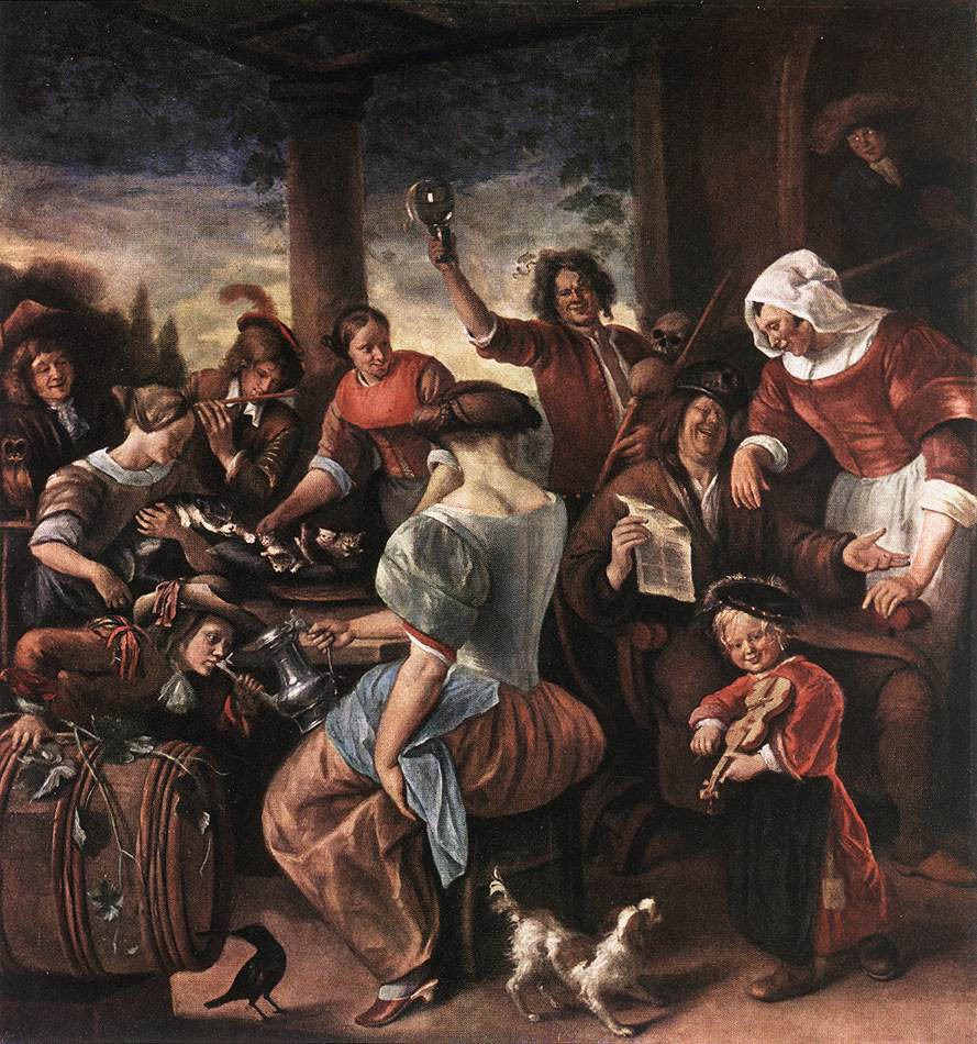 Jan Steen - Merry Party - 1660 - Oil on Cavas - 150x148 cm - Museum of Fine Arts, Budapest
