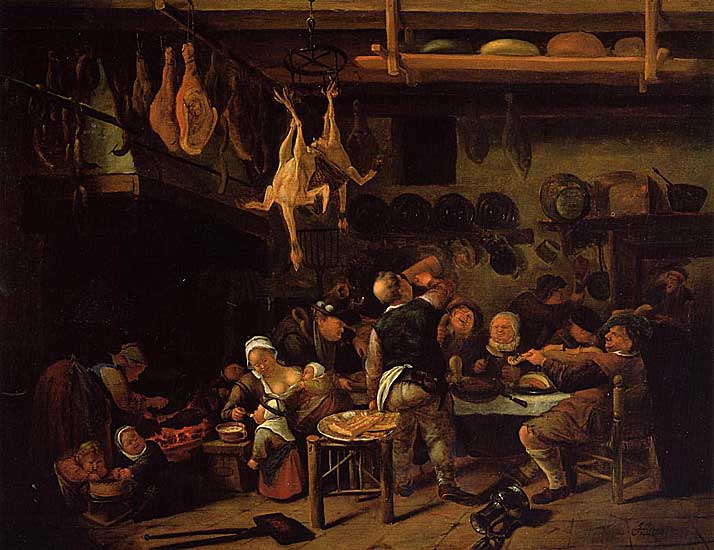 Jan Steen - The Fat Kitchen - 1650 - Oil on Panel
