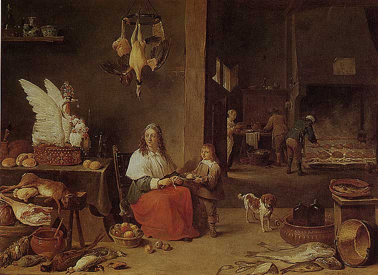 David Teniers der Jüngere - Küchenbild (1644) - Öl auf Kupfer - 75x78 cm - Mauritshuis Den Haag